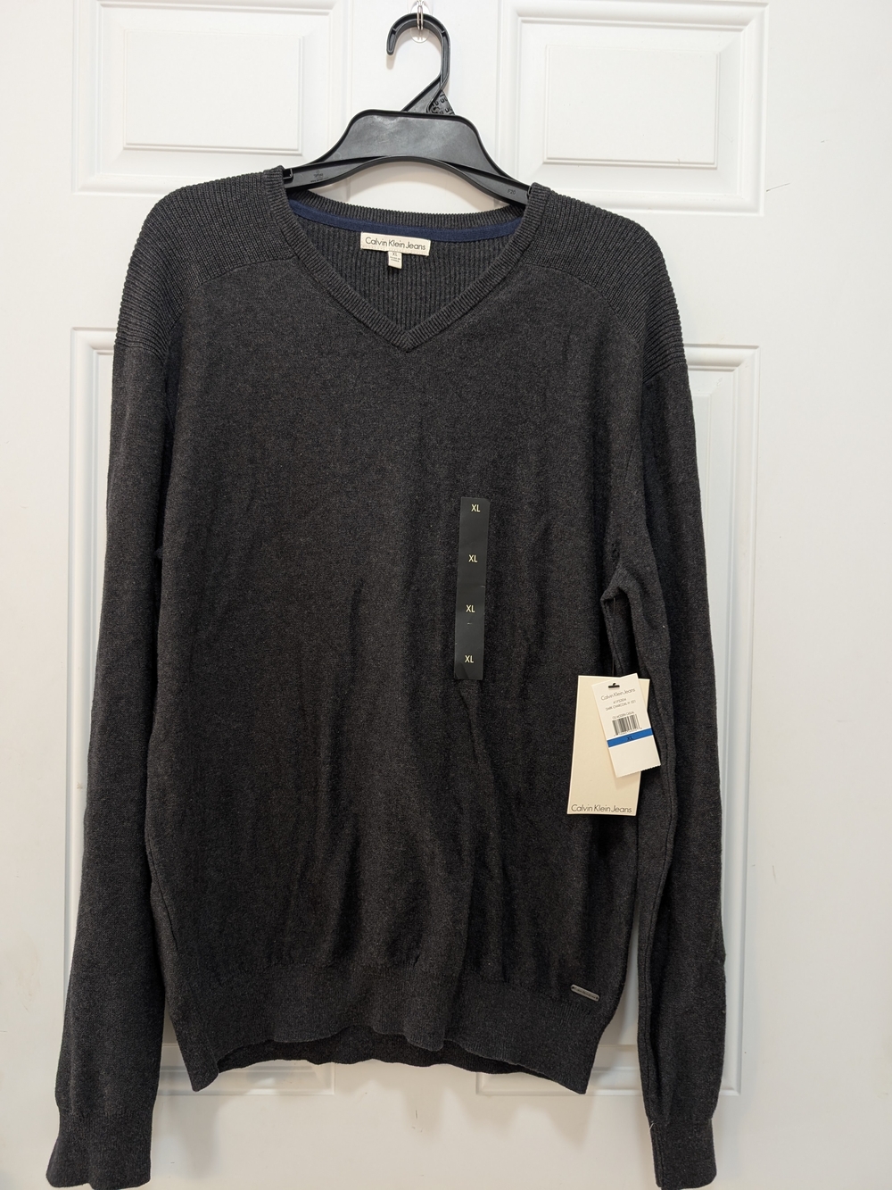 Calvin Klein Jeans Men’s Dark Charcoal V-Neck Sweater